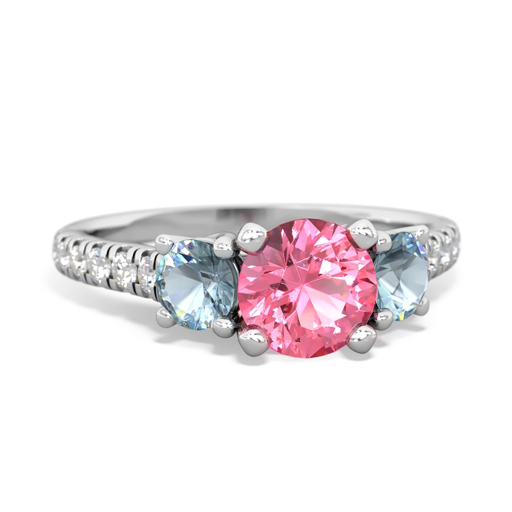 Lab Pink Sapphire Pave Trellis 14K White Gold ring R5500