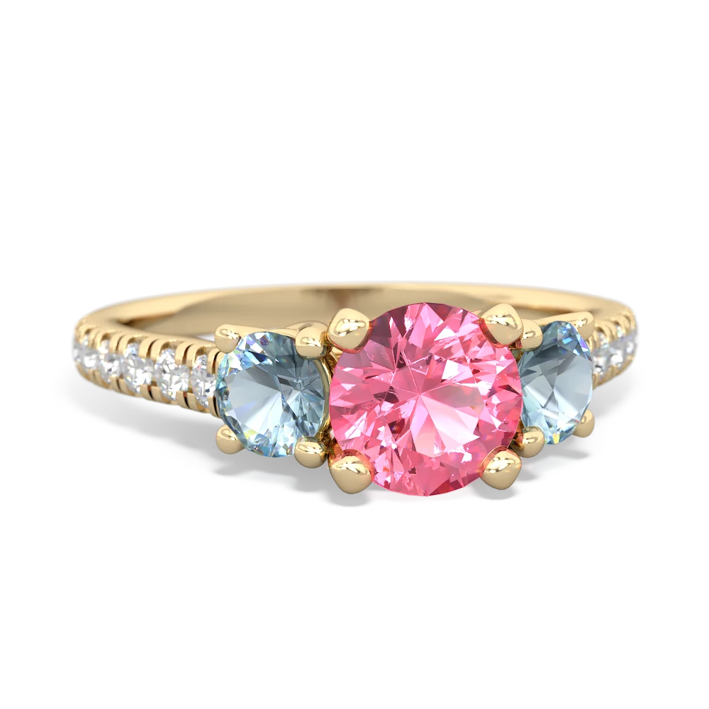 Lab Pink Sapphire Pave Trellis 14K Yellow Gold ring R5500