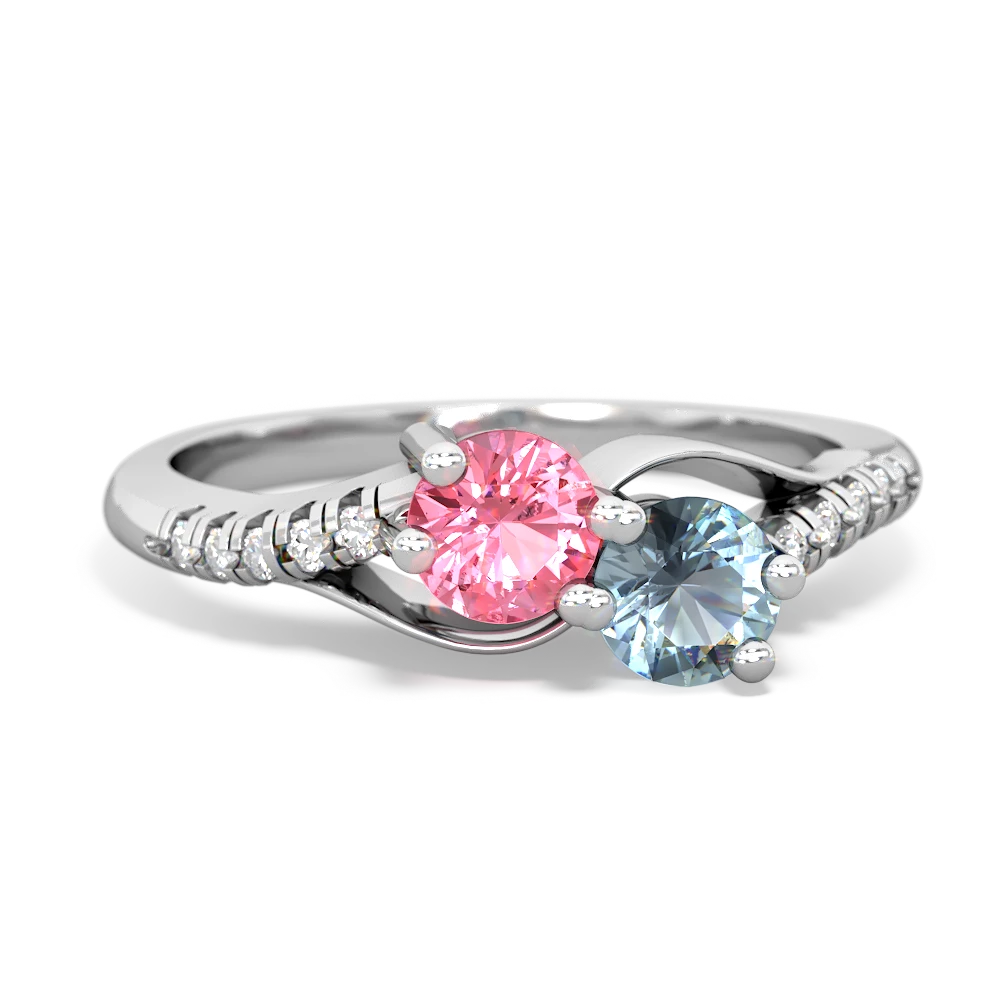 Aquamarine and pink sapphire ring deals
