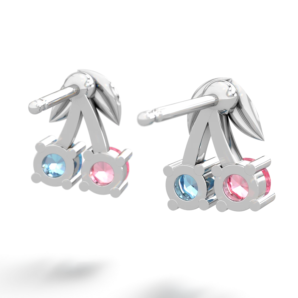 Lab Pink Sapphire Sweet Cherries 14K White Gold earrings E7001