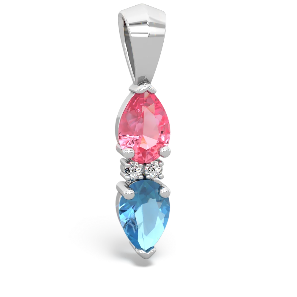 Lab Pink Sapphire Bowtie Drop 14K White Gold pendant P0865
