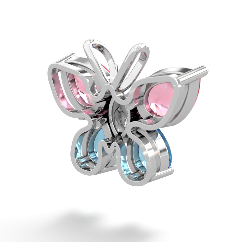 Lab Pink Sapphire Butterfly 14K White Gold pendant P2215