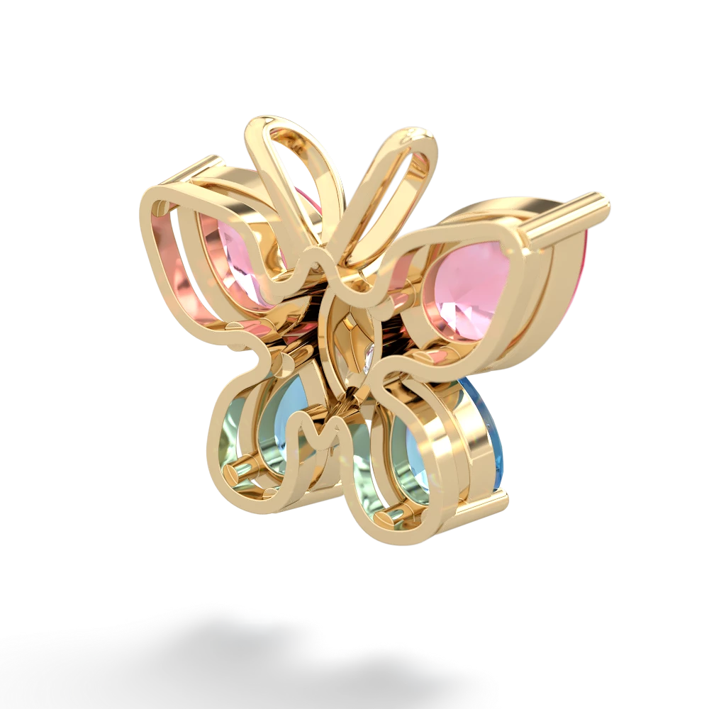 Lab Pink Sapphire Butterfly 14K Yellow Gold pendant P2215