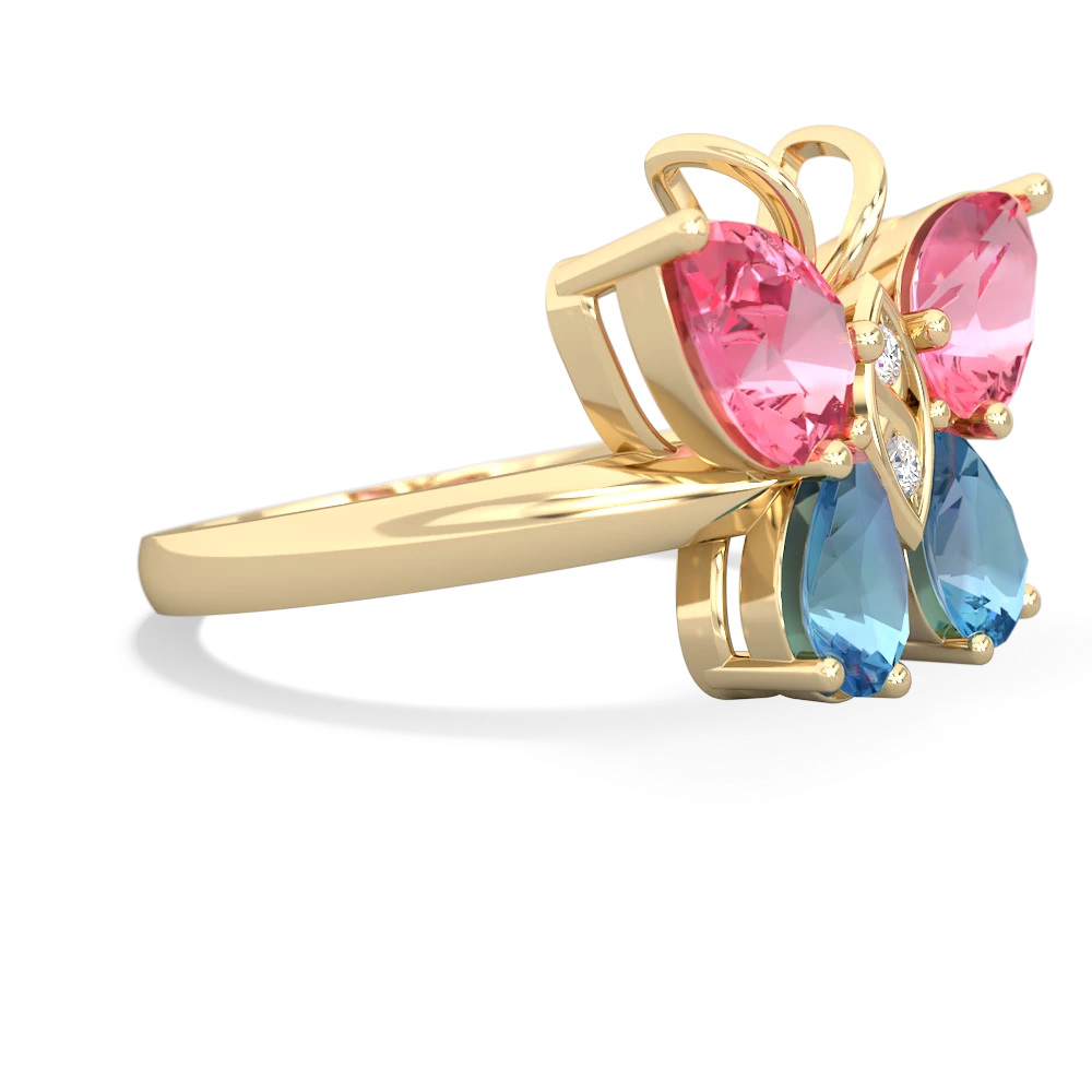 Lab Pink Sapphire Butterfly 14K Yellow Gold ring R2215