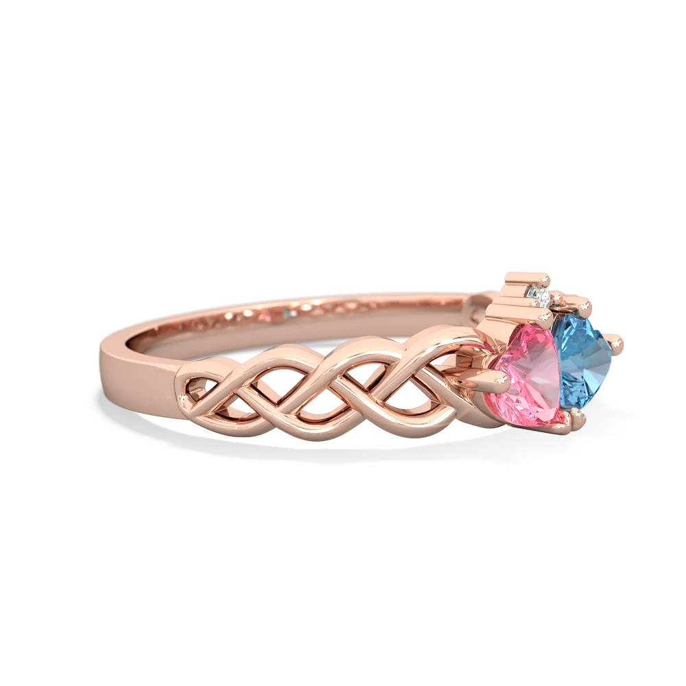 Lab Pink Sapphire Heart To Heart Braid 14K Rose Gold ring R5870