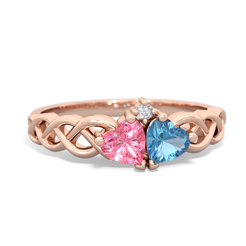 Lab Pink Sapphire Heart To Heart Braid 14K Rose Gold ring R5870