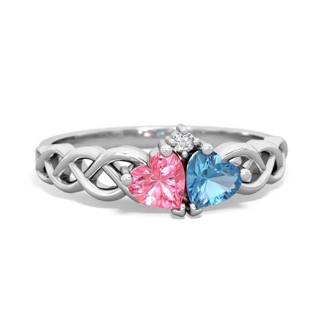 Lab Pink Sapphire Heart To Heart Braid 14K White Gold ring R5870