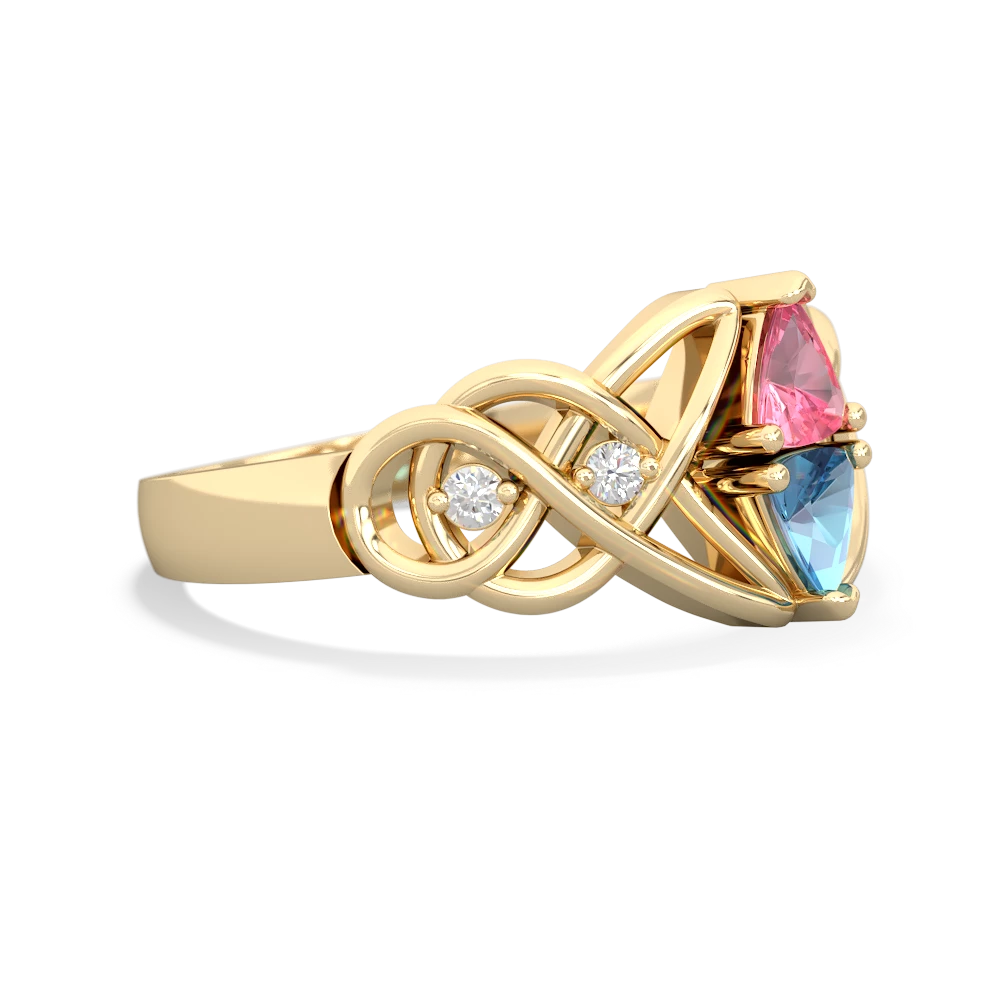 Lab Pink Sapphire Keepsake Celtic Knot 14K Yellow Gold ring R5300