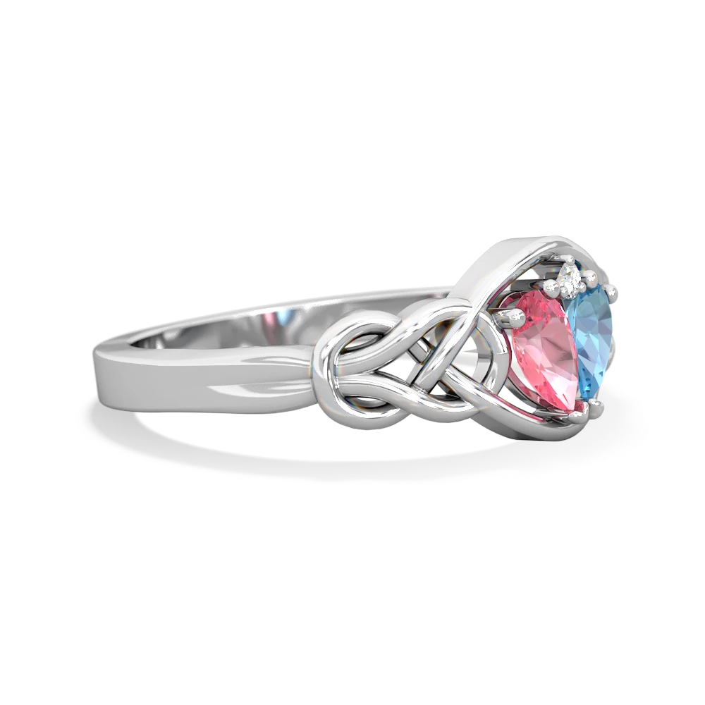 Lab Pink Sapphire Celtic Love Knot 14K White Gold ring R5420