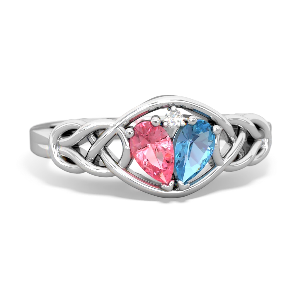 Lab Pink Sapphire Celtic Love Knot 14K White Gold ring R5420