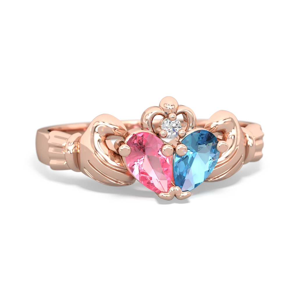 Lab Pink Sapphire 'Our Heart' Claddagh 14K Rose Gold ring R2388