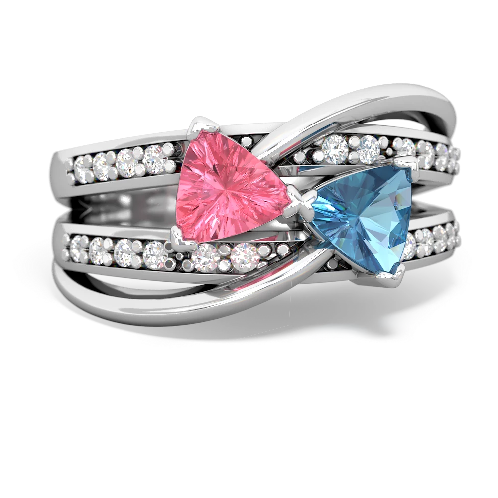 Lab Pink Sapphire Bowtie 14K White Gold ring R2360