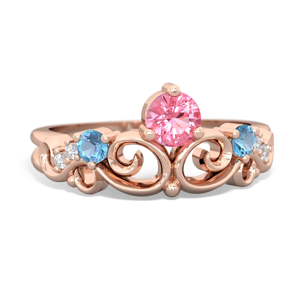 Lab Pink Sapphire Crown Keepsake 14K Rose Gold ring R5740