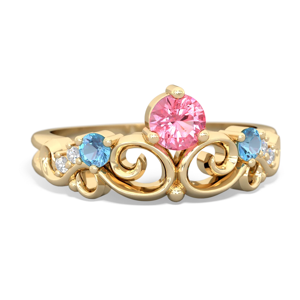 Lab Pink Sapphire Crown Keepsake 14K Yellow Gold ring R5740