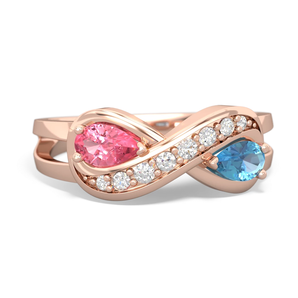 Lab Pink Sapphire Diamond Infinity 14K Rose Gold ring R5390