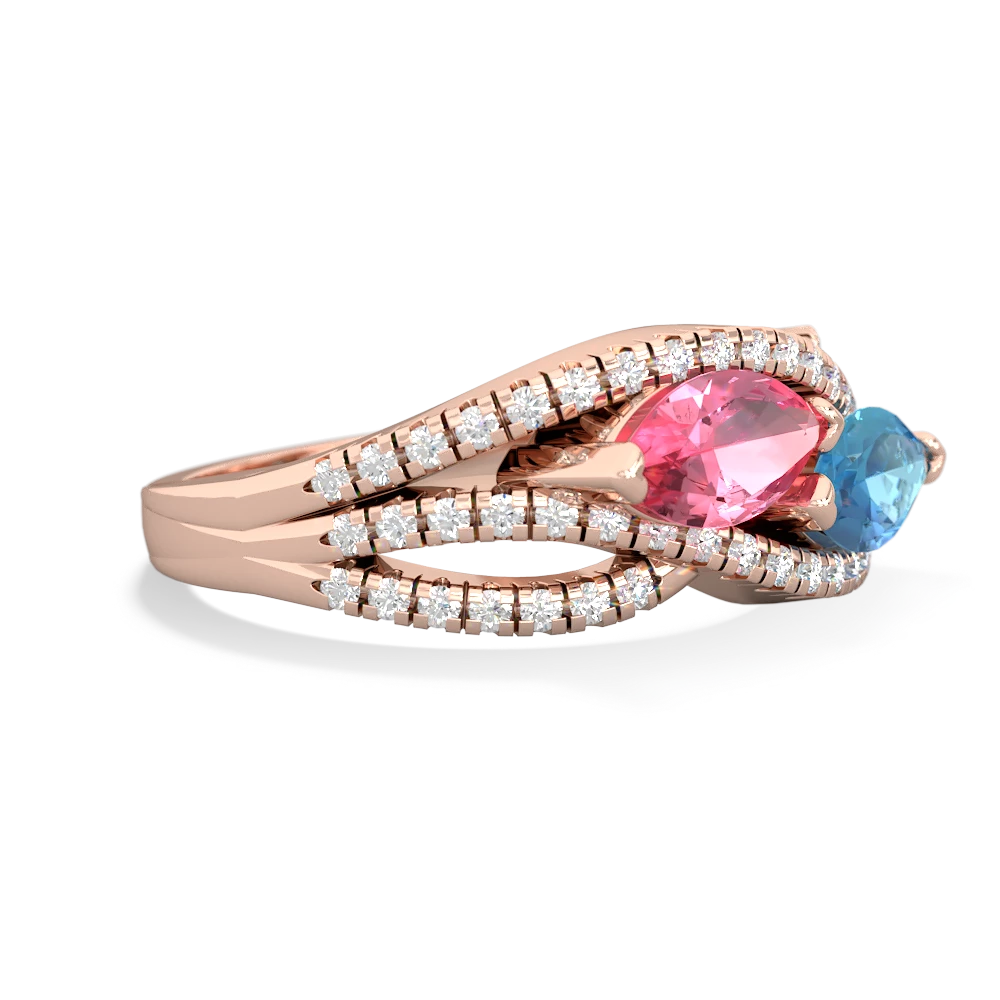 Lab Pink Sapphire Diamond Rivers 14K Rose Gold ring R3070