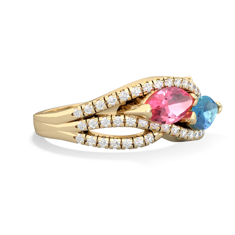 Lab Pink Sapphire Diamond Rivers 14K Yellow Gold ring R3070