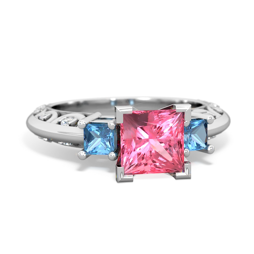 Lab Pink Sapphire Eternal Embrace Engagement 14K White Gold ring C2001