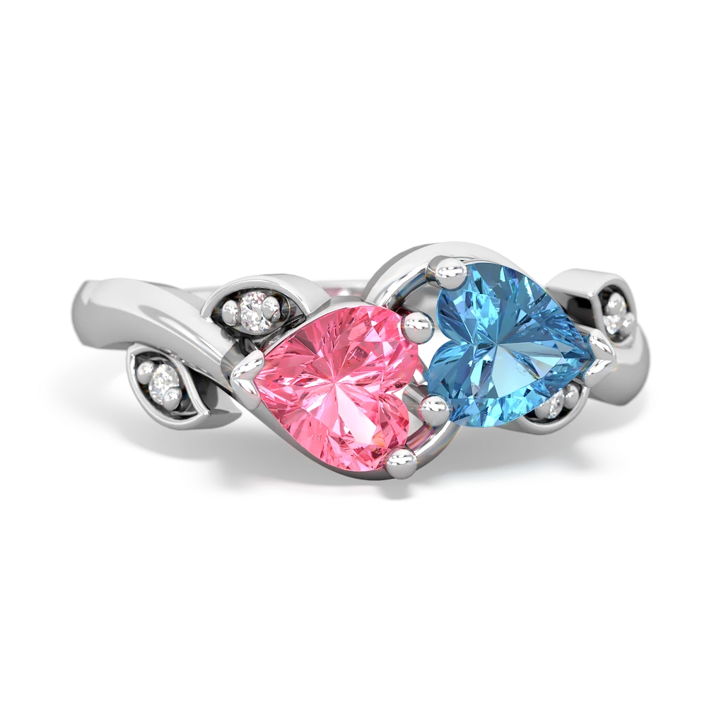 Lab Pink Sapphire Floral Elegance 14K White Gold ring R5790