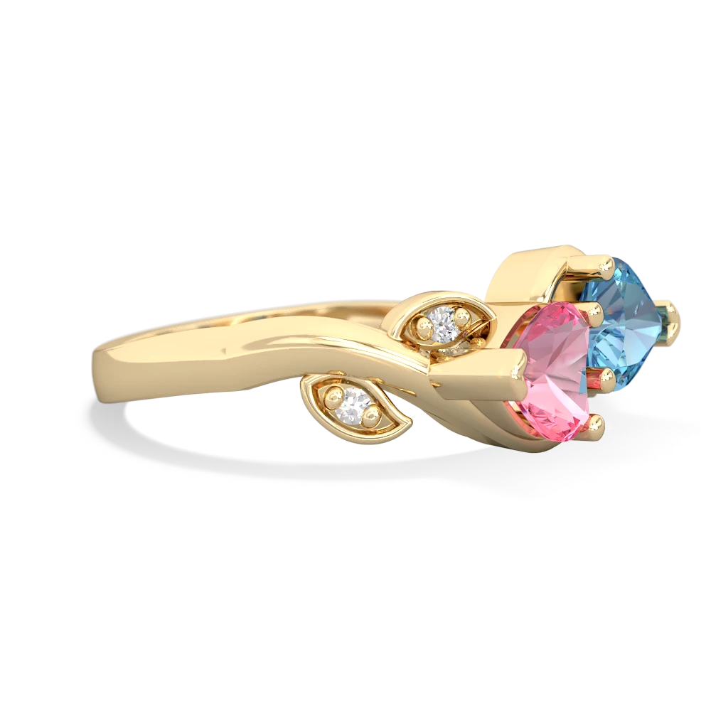 Lab Pink Sapphire Floral Elegance 14K Yellow Gold ring R5790