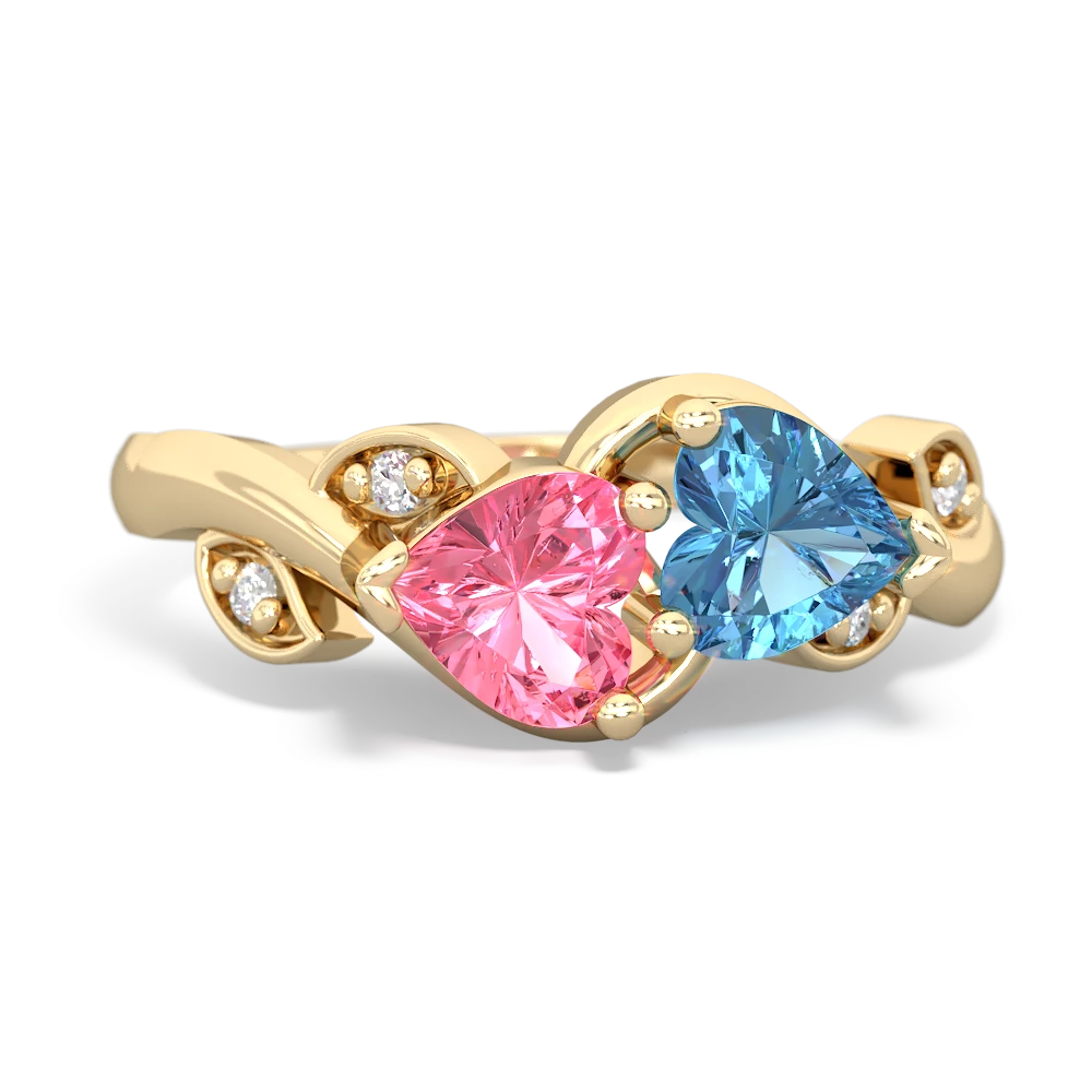 Lab Pink Sapphire Floral Elegance 14K Yellow Gold ring R5790