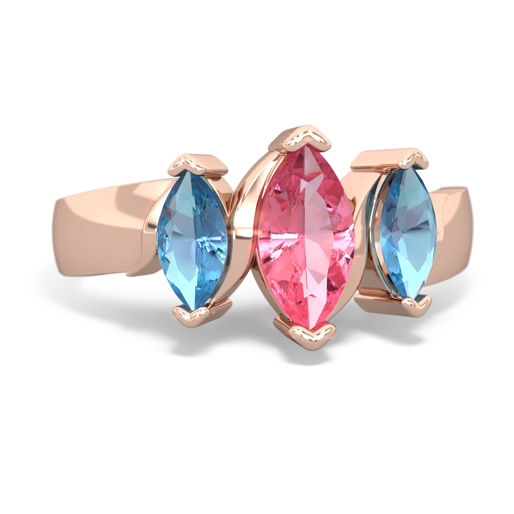 Lab Pink Sapphire Three Peeks 14K Rose Gold ring R2433