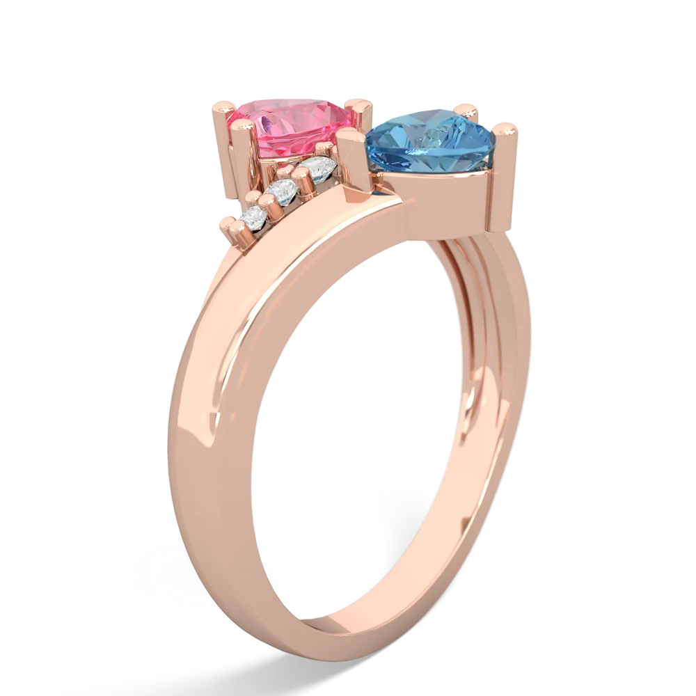 Lab Pink Sapphire Heart To Heart 14K Rose Gold ring R2064