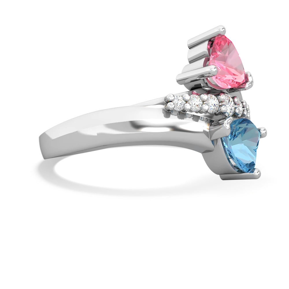 Lab Pink Sapphire Heart To Heart 14K White Gold ring R2064