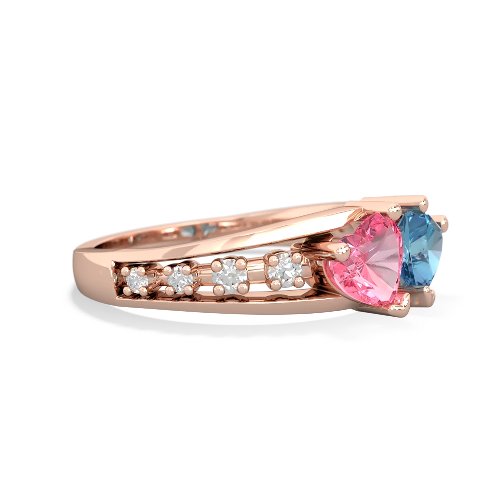 Lab Pink Sapphire Heart To Heart 14K Rose Gold ring R3342