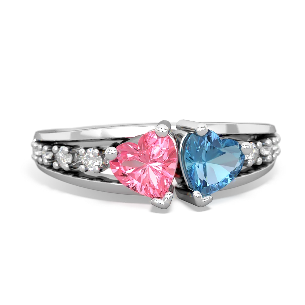 Lab Pink Sapphire Heart To Heart 14K White Gold ring R3342
