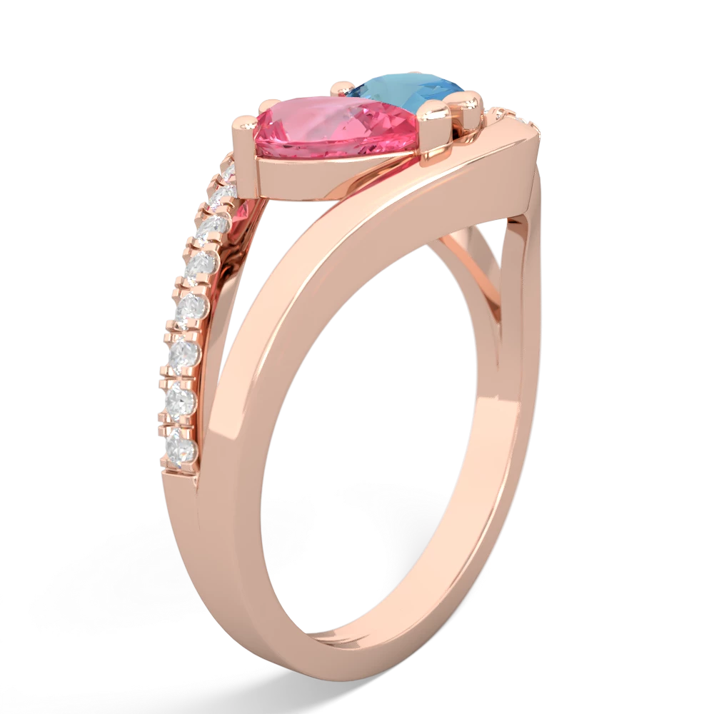 Lab Pink Sapphire Nestled Heart Keepsake 14K Rose Gold ring R5650