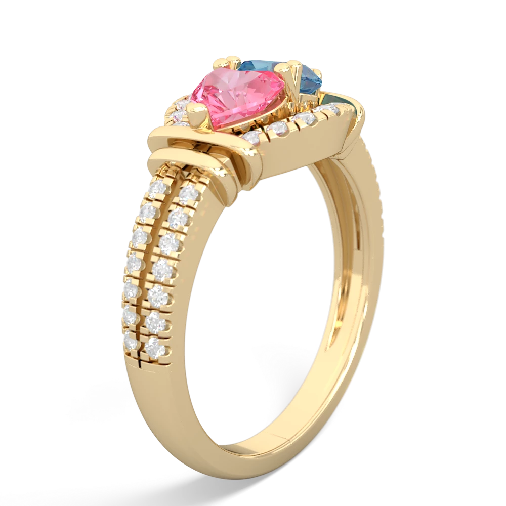 Lab Pink Sapphire Art-Deco Keepsake 14K Yellow Gold ring R5630