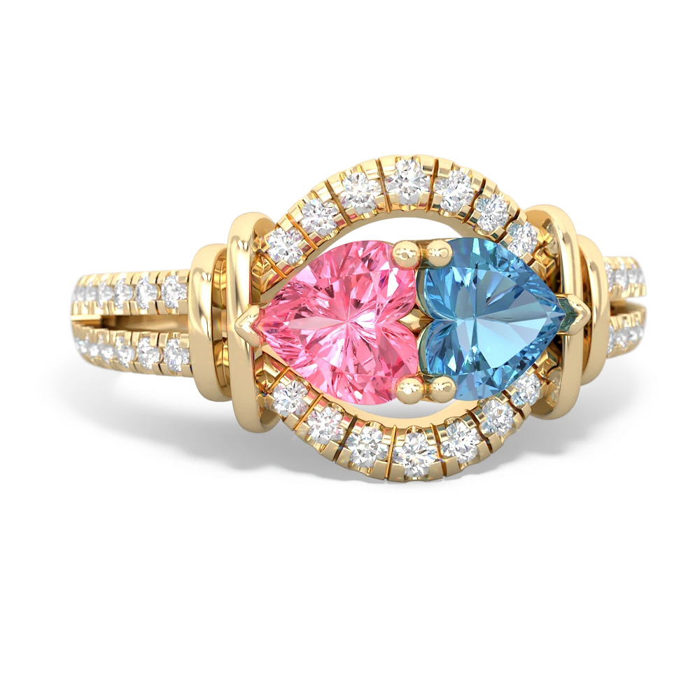 Lab Pink Sapphire Art-Deco Keepsake 14K Yellow Gold ring R5630