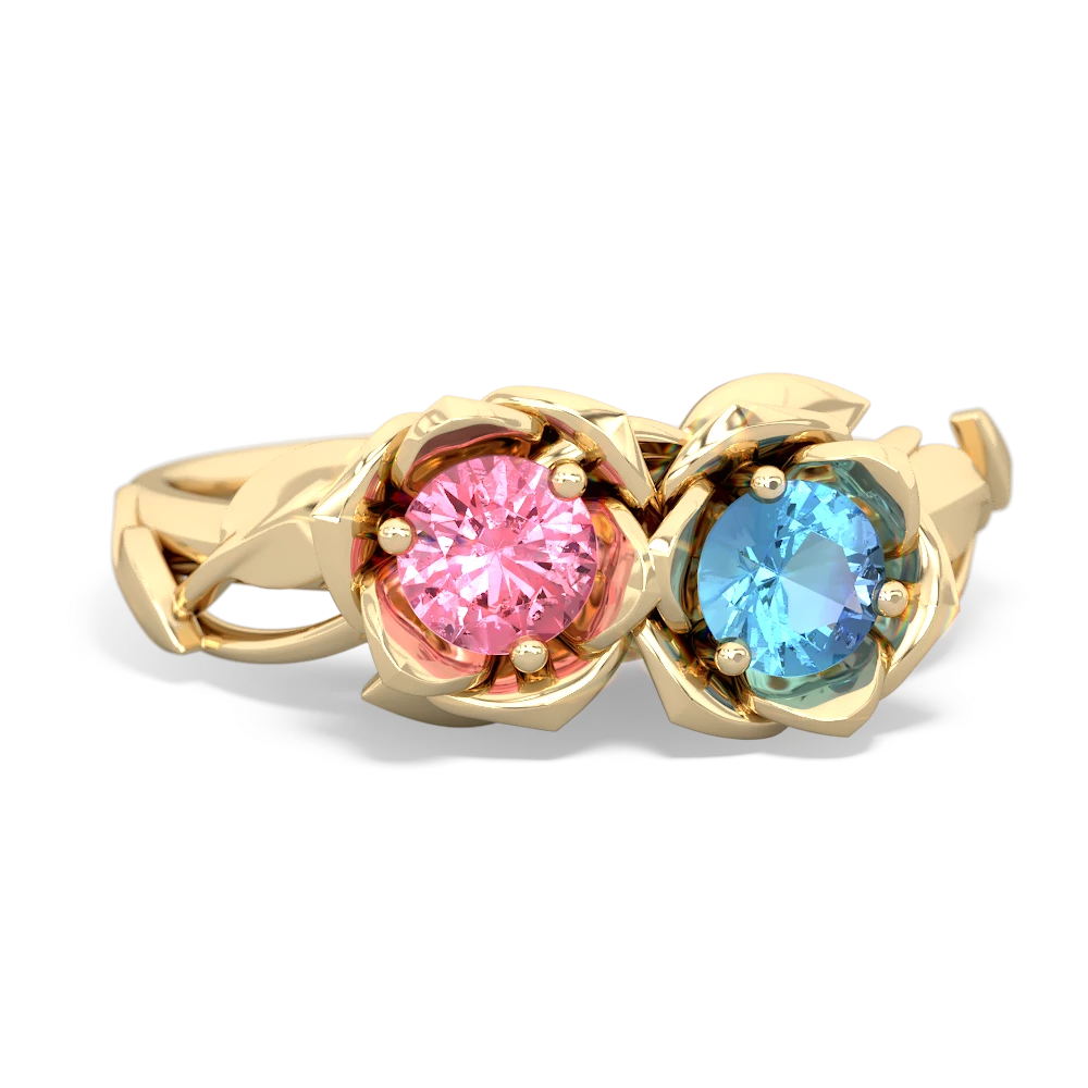 Lab Pink Sapphire Rose Garden 14K Yellow Gold ring R5510