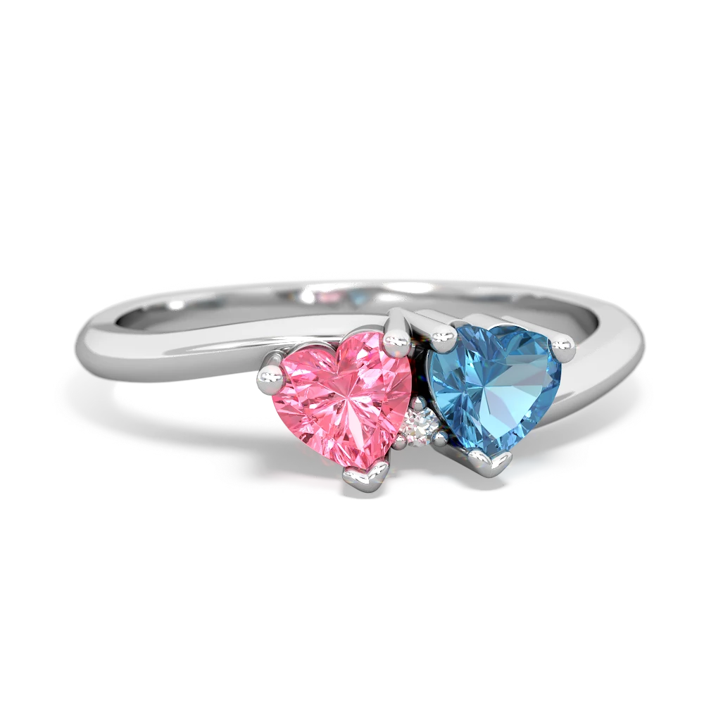 Lab Pink Sapphire Sweethearts 14K White Gold ring R5260