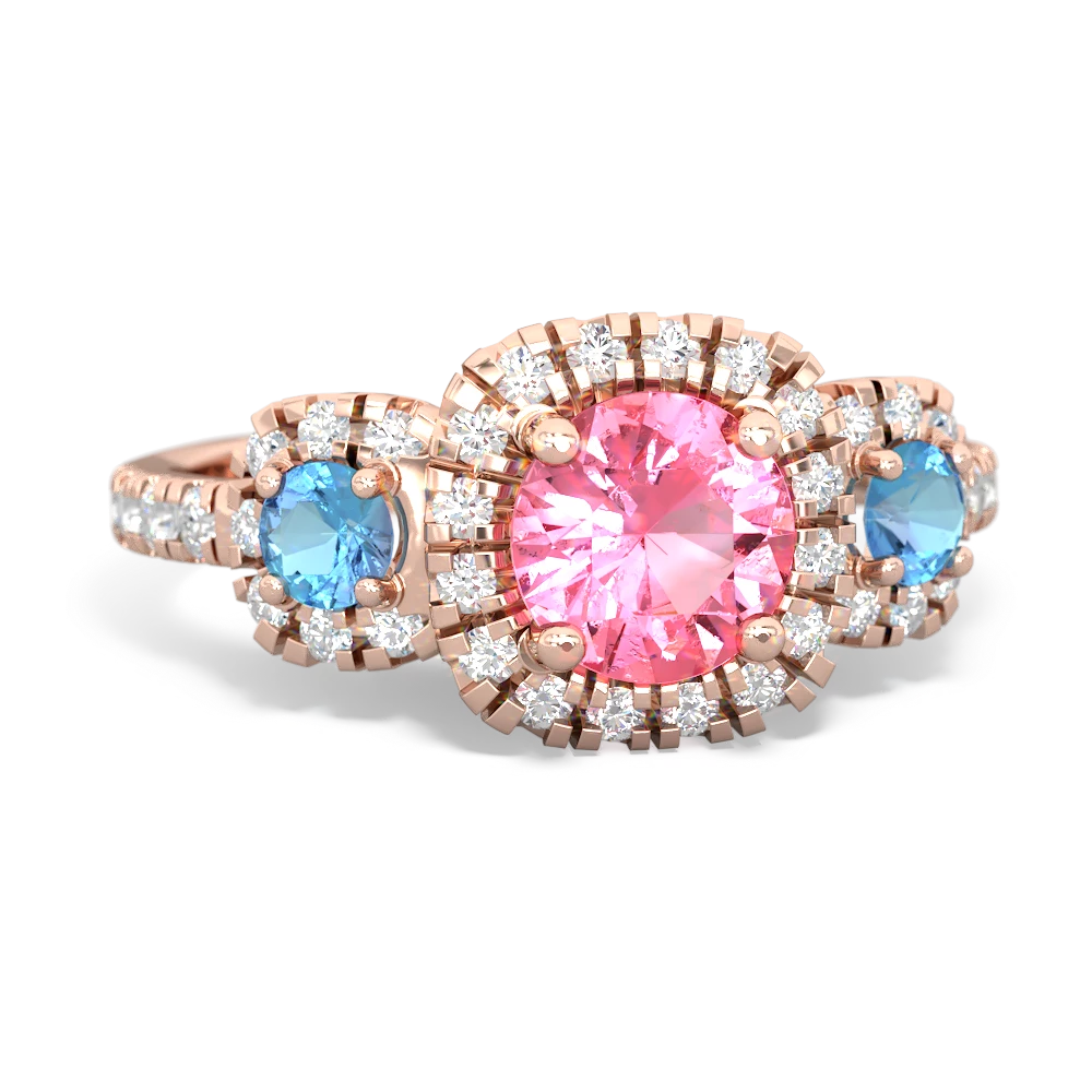 Lab Pink Sapphire Regal Halo 14K Rose Gold ring R5350