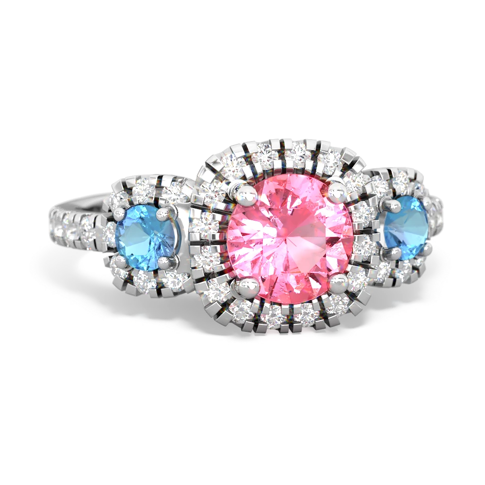 Lab Pink Sapphire Regal Halo 14K White Gold ring R5350