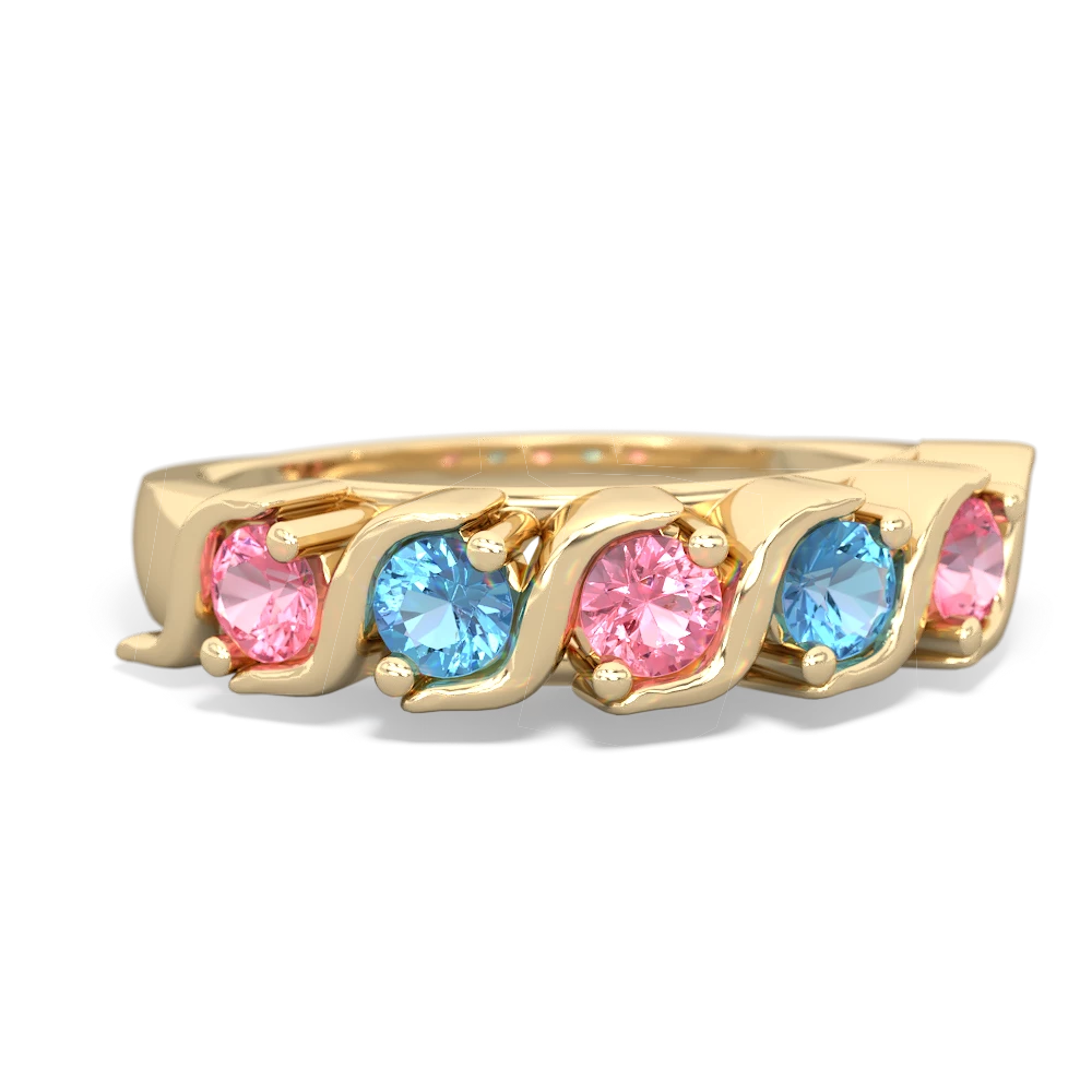 Lab Pink Sapphire Anniversary Band 14K Yellow Gold ring R2089