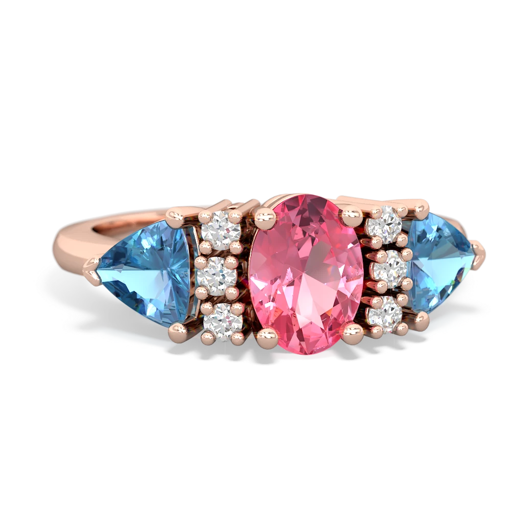 Lab Pink Sapphire Antique Style Three Stone 14K Rose Gold ring R2186