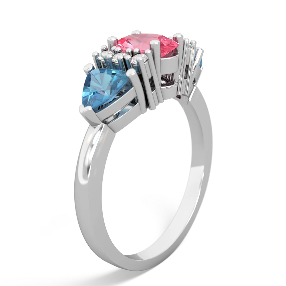 Lab Pink Sapphire Antique Style Three Stone 14K White Gold ring R2186