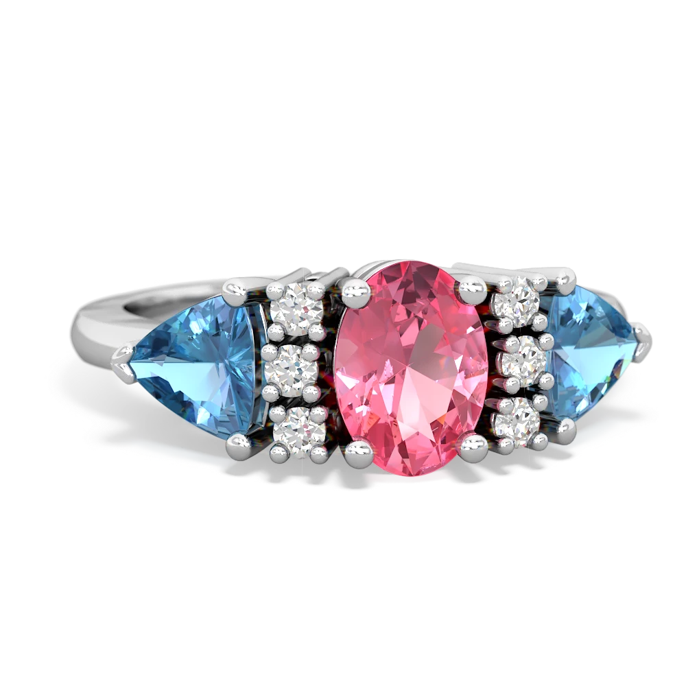 Lab Pink Sapphire Antique Style Three Stone 14K White Gold ring R2186