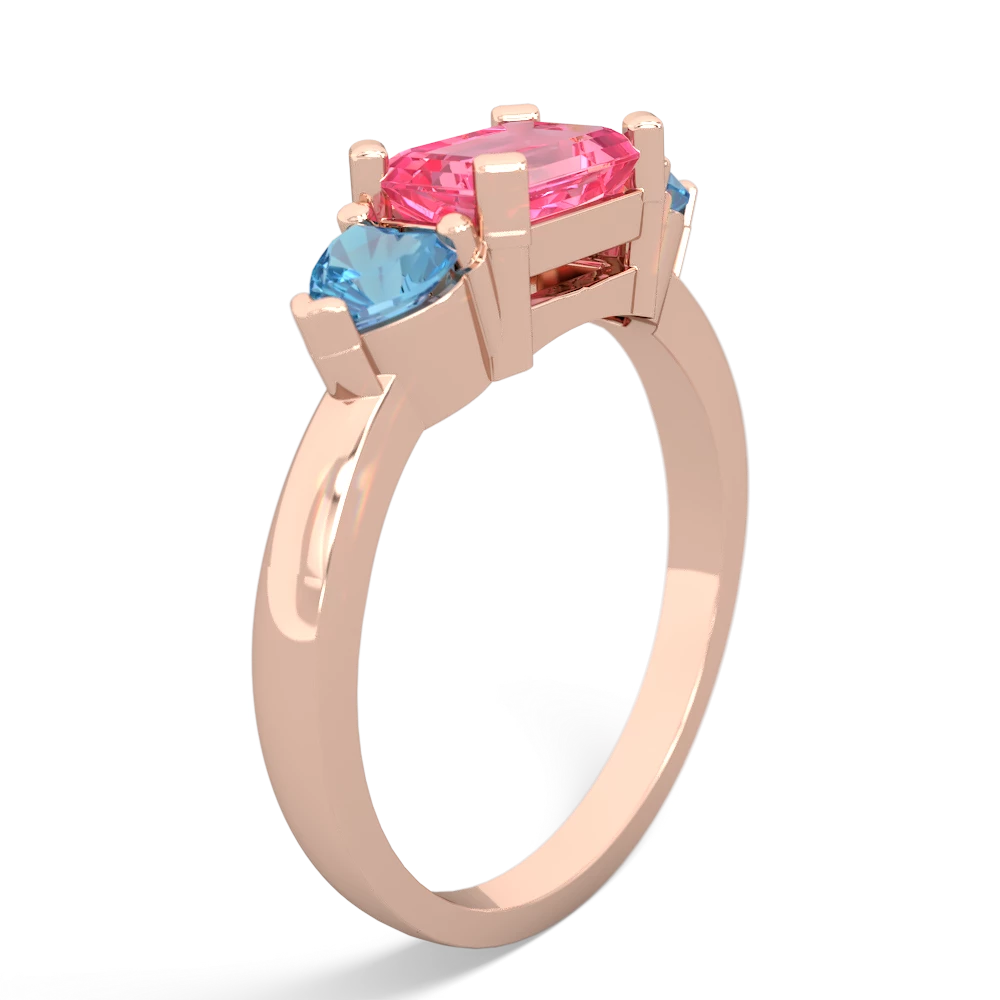 Lab Pink Sapphire Three Stone 14K Rose Gold ring R5235