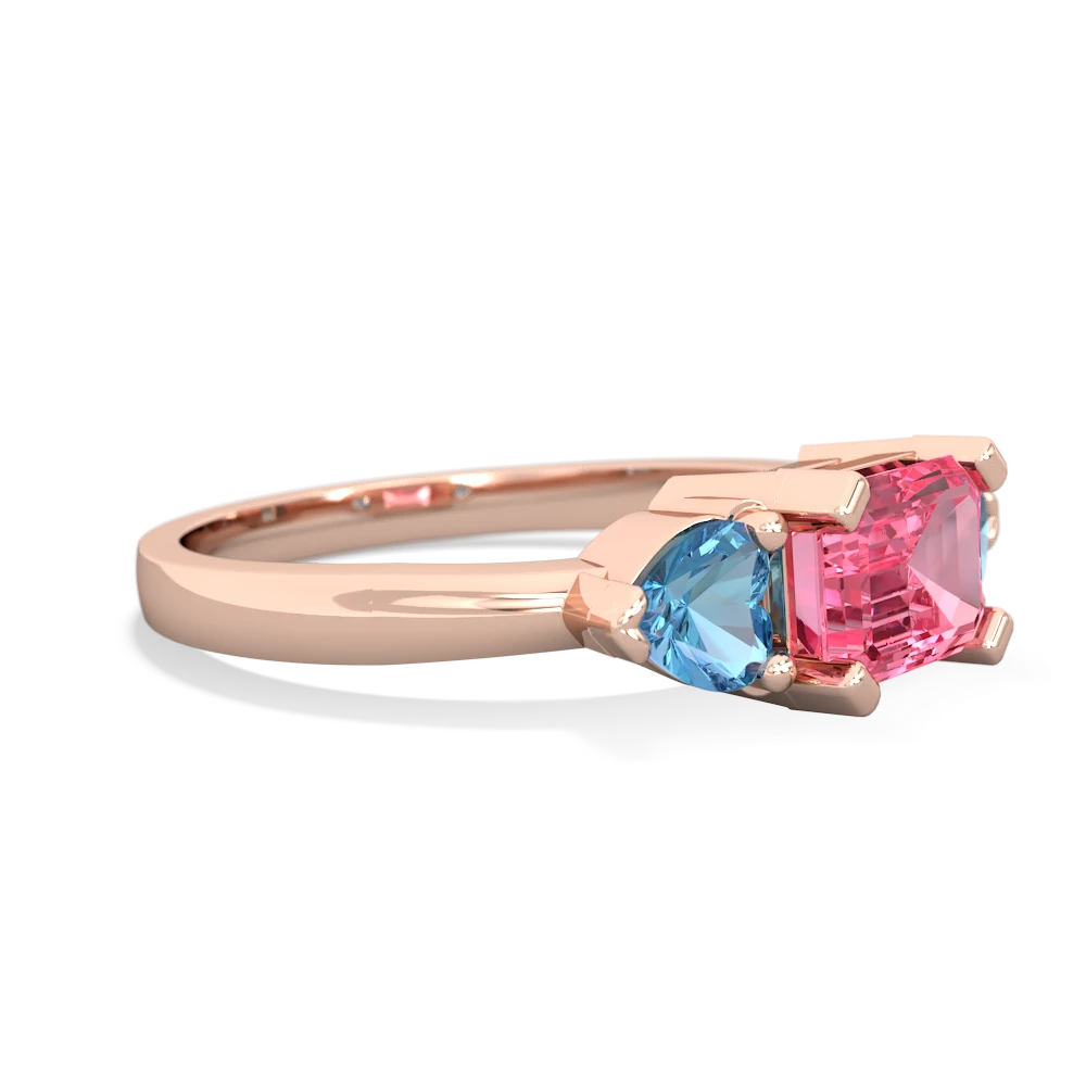 Lab Pink Sapphire Three Stone 14K Rose Gold ring R5235