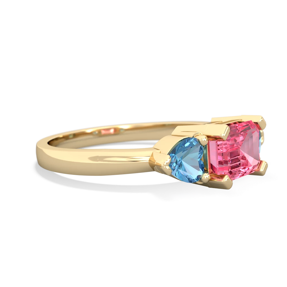 Lab Pink Sapphire Three Stone 14K Yellow Gold ring R5235