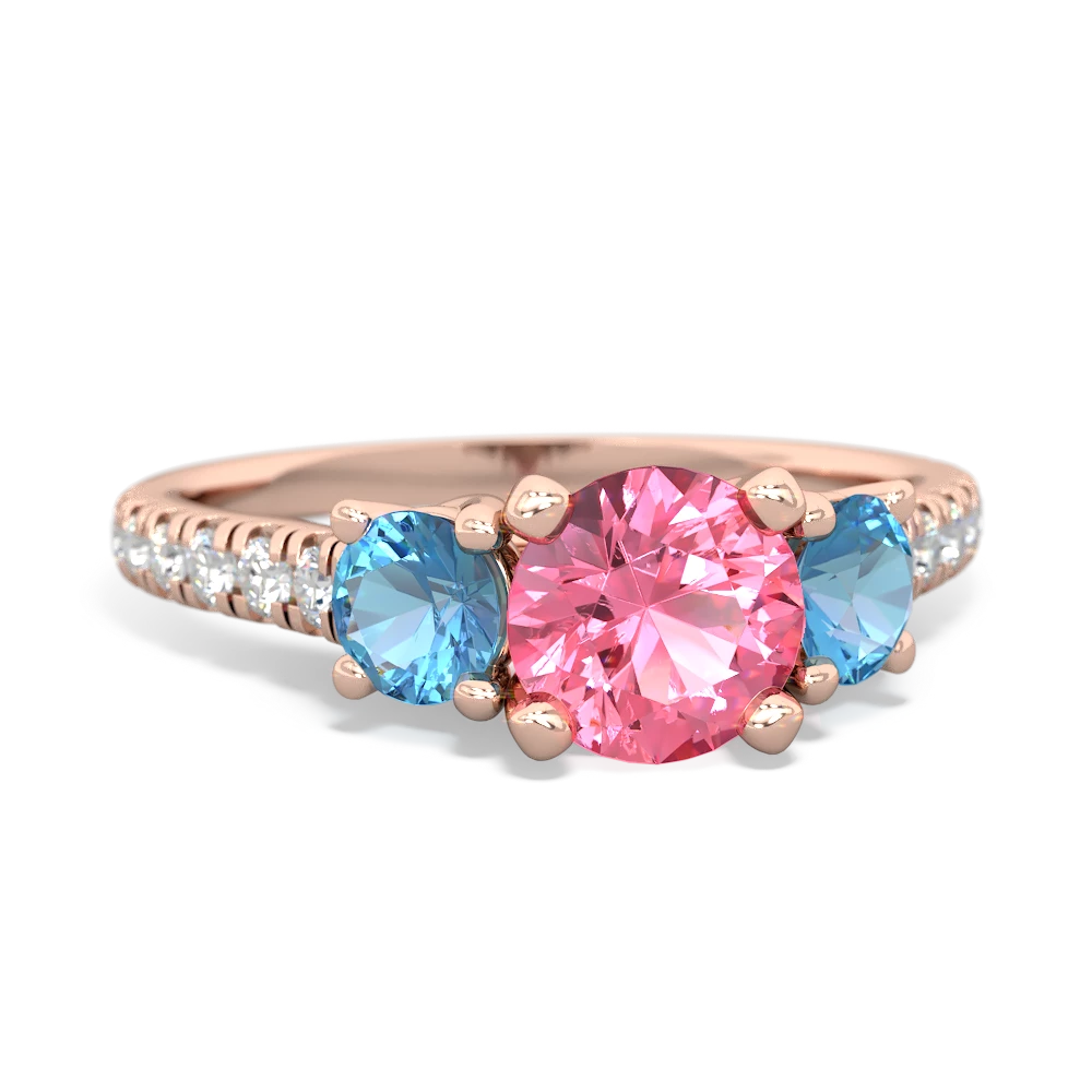 Lab Pink Sapphire Pave Trellis 14K Rose Gold ring R5500