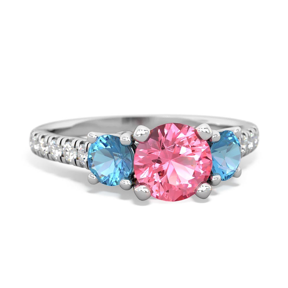 Lab Pink Sapphire Pave Trellis 14K White Gold ring R5500