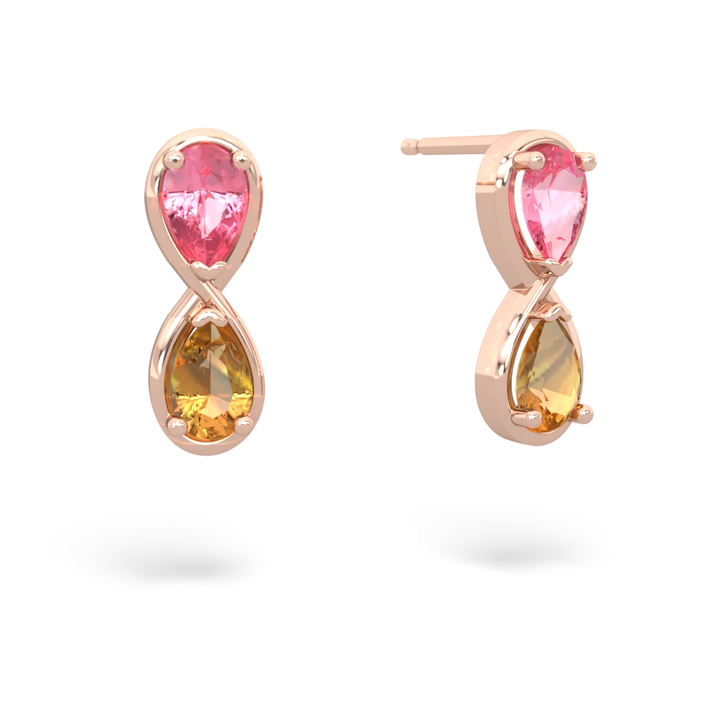 Lab Pink Sapphire Infinity 14K Rose Gold earrings E5050