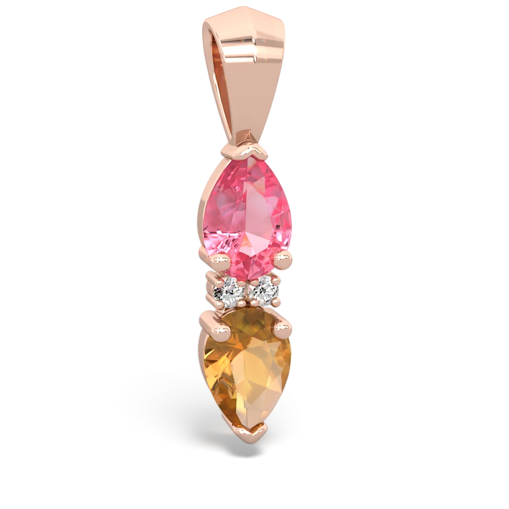Lab Pink Sapphire Bowtie Drop 14K Rose Gold pendant P0865