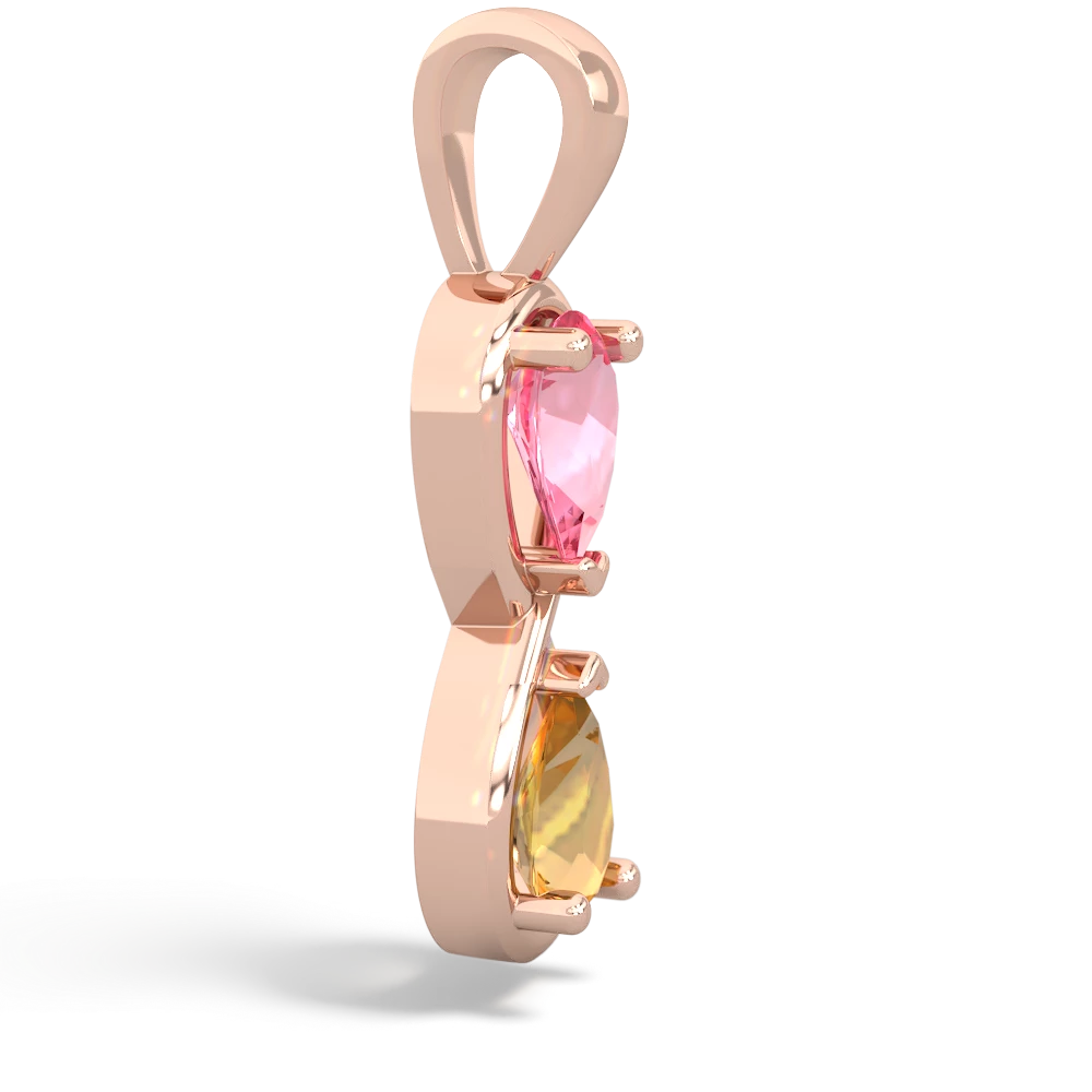 Lab Pink Sapphire Infinity 14K Rose Gold pendant P5050