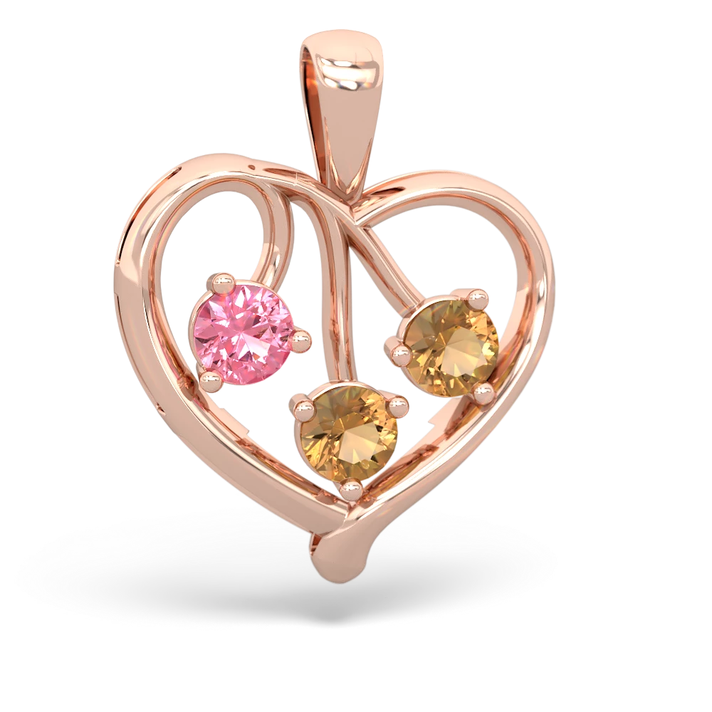 Lab Pink Sapphire Glowing Heart 14K Rose Gold pendant P2233